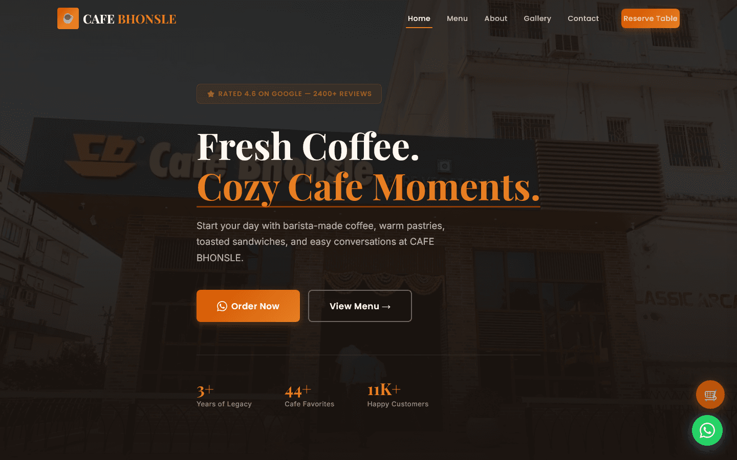 Cafe Bhonsle Website — case study mockup
