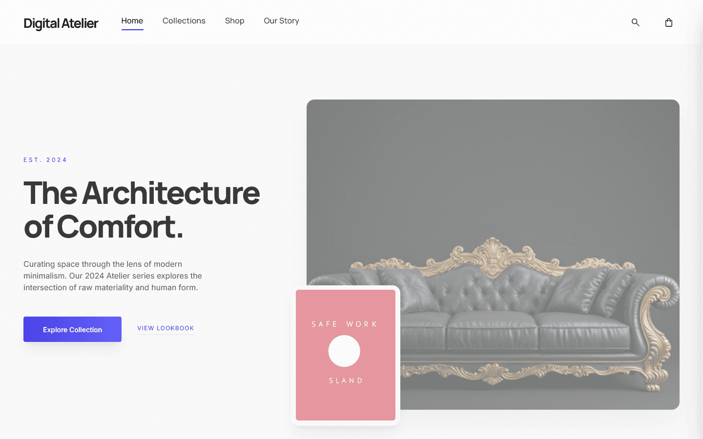 Digital Atelier Furniture Store — case study mockup
