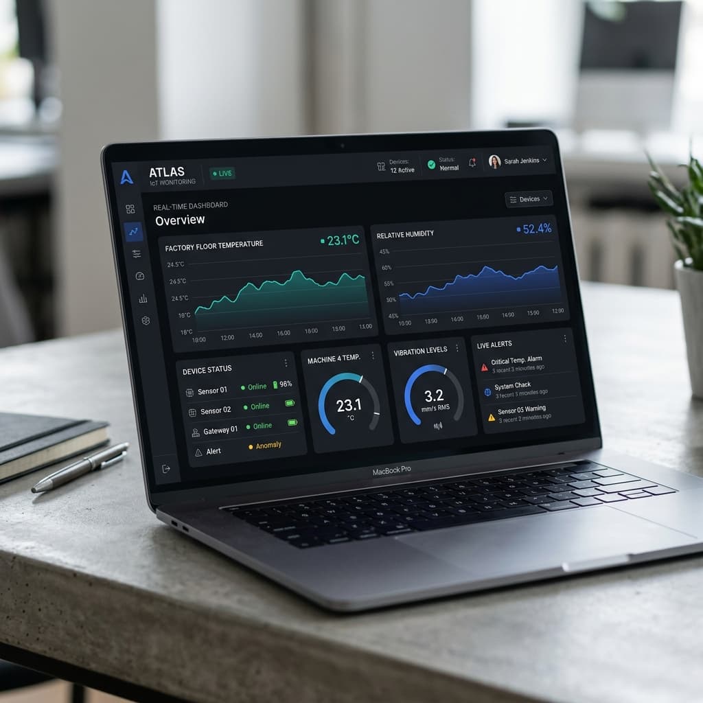 IoT Monitoring Dashboard — case study mockup